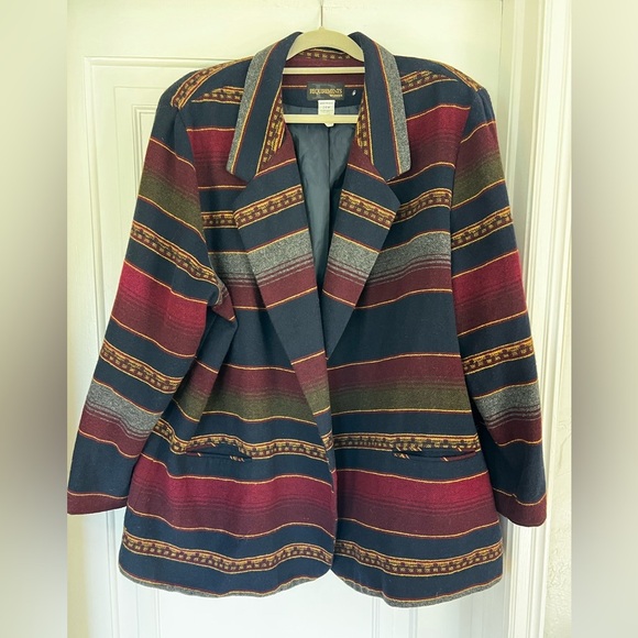 Vintage 80s Oversized Boho Blazer 24W – Southwestern Stripe Indie Jacket - Picture 10 of 10